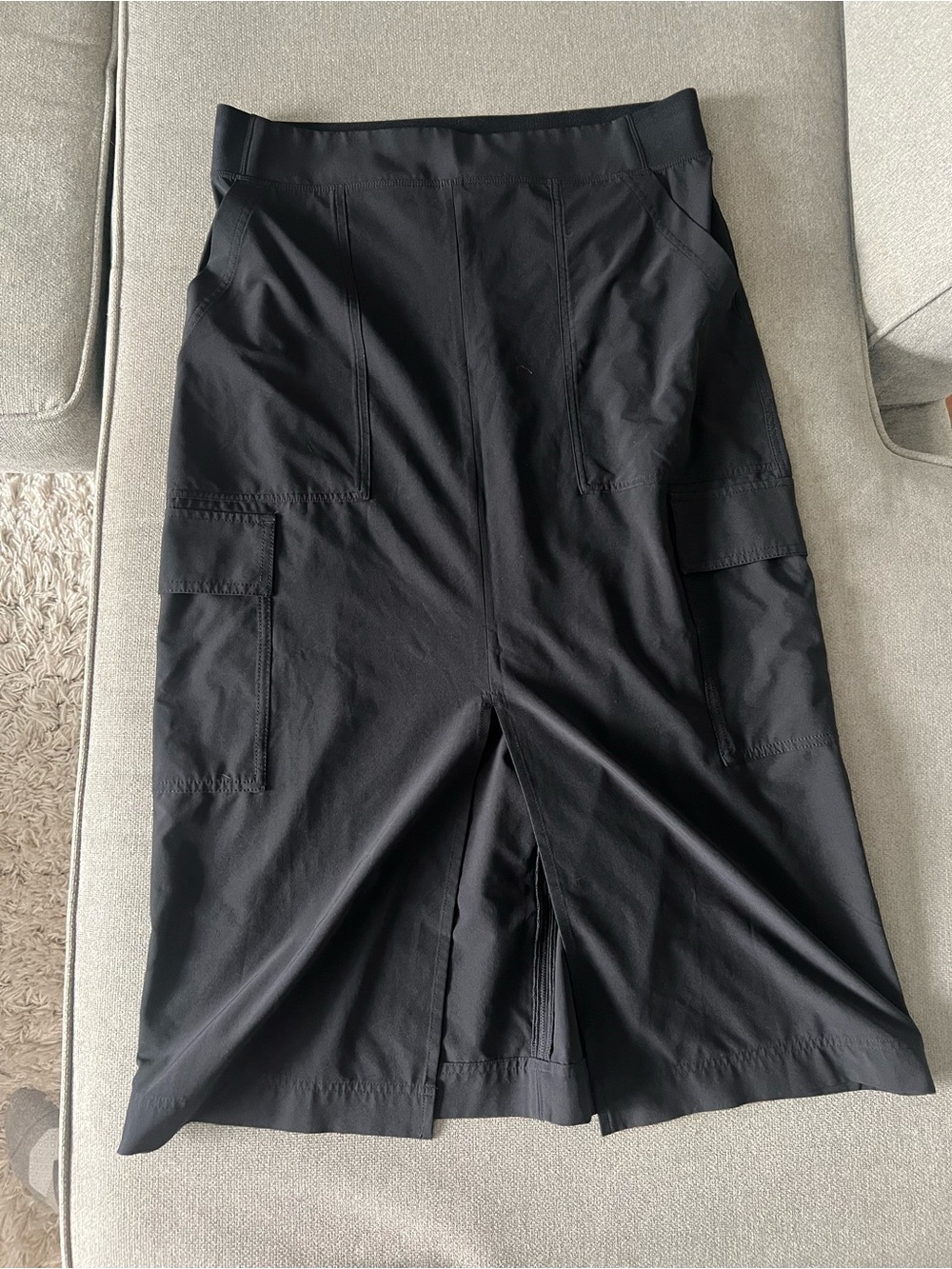 Athleta Black Cargo Pencil Skirt with Front Slit